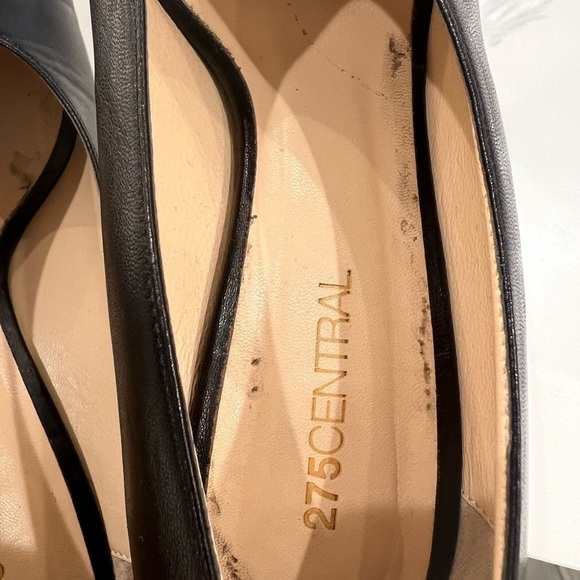 275 CENTRAL Black classic leather pointy toe pumps size 39.5 - Picture 3 of 6